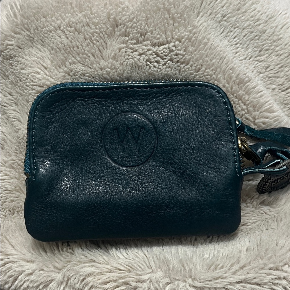 Wanderer Travel co. brand, teal leather wallet